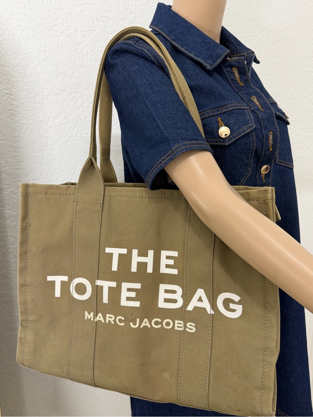 Marc Jacobs Olive Canvas Tote with White Logo